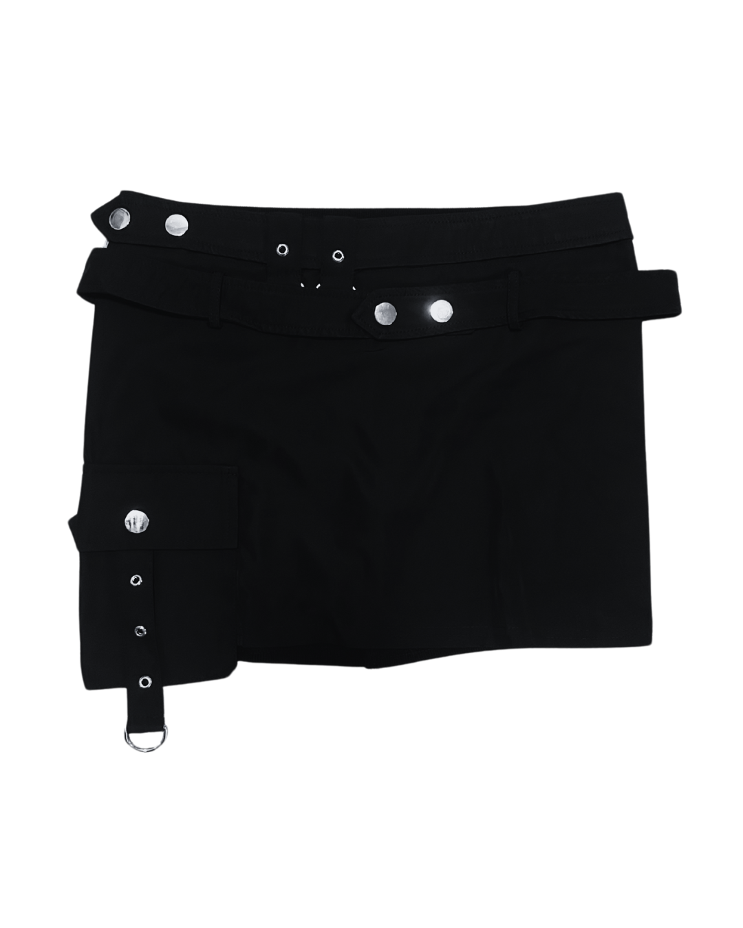 Black Tactical Mini Skirt with D-Rings & Pocket | 7071 BRAND